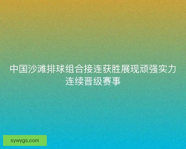 中国沙滩排球组合接连获胜展现顽强实力连续晋级赛事
