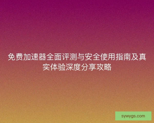 免费加速器全面评测与安全使用指南及真实体验深度分享攻略